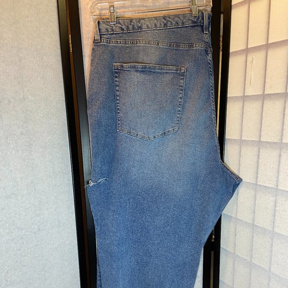 Wild Fable Plus High-Rise 90s Relaxed Straight Slashed Leg Jeans Medium Wash 30 - Picture 3 of 14